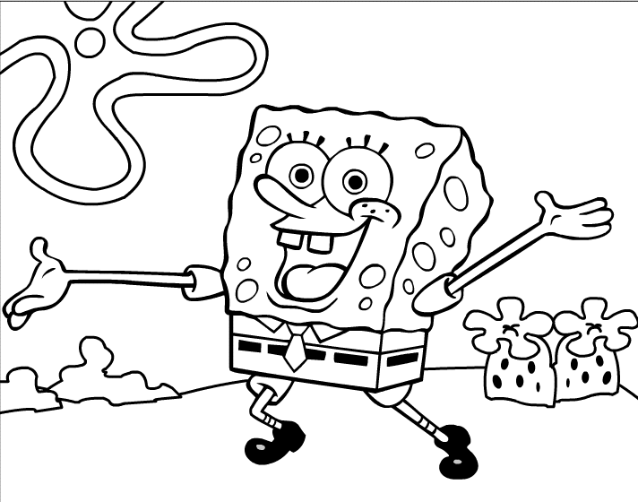 DIBUJO PARA COLOREAR DE BOB ESPONJA:BOB BAILANDO : ACTIVIDADES PARA NIÑOS
